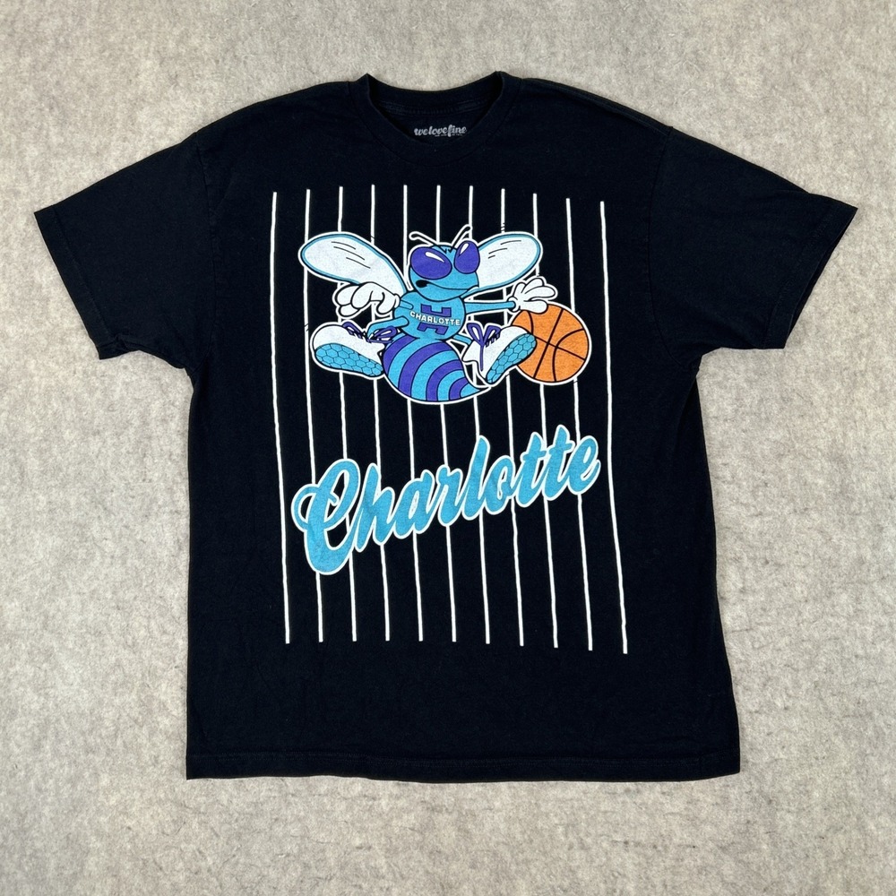 Charlotte Hornets Shirt Mens XL Black NBA Basketball Tee Hardwood Classics
